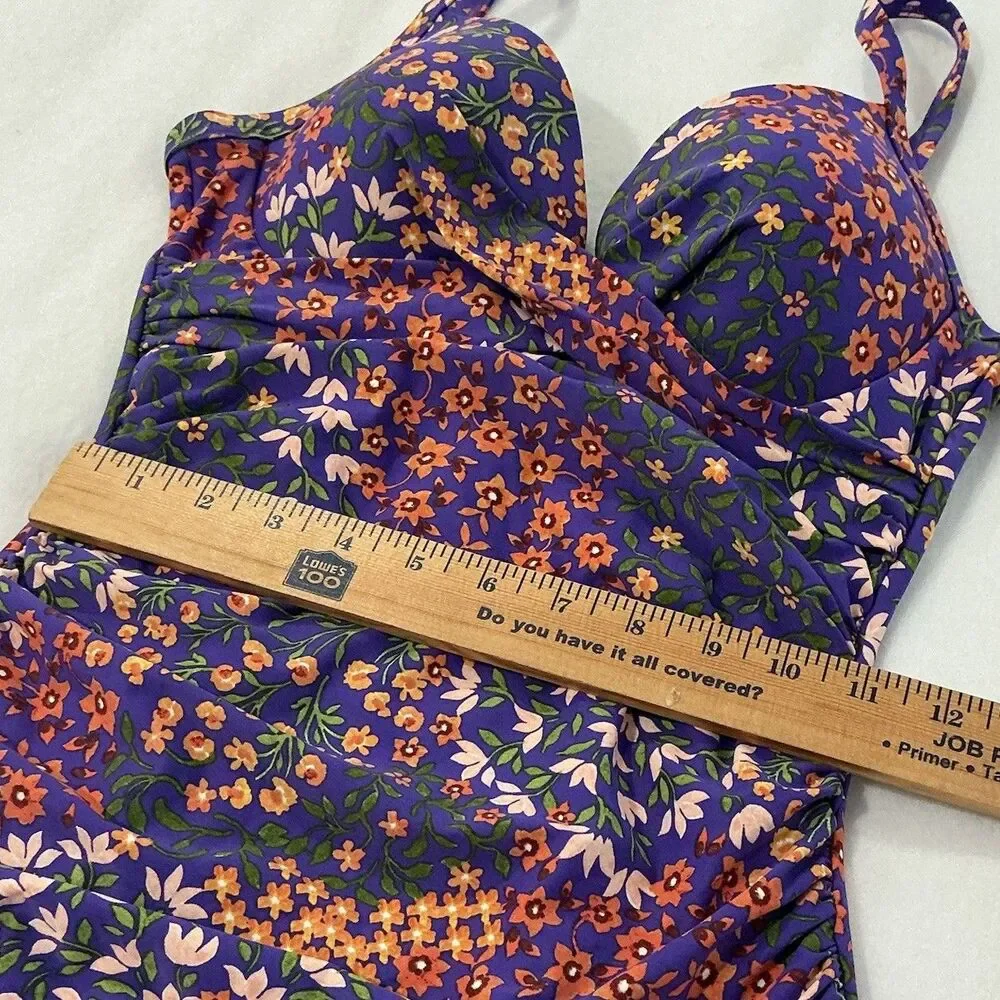 Nip Tuck Swimsuit Floral  Purple One Piece C/D Fit Cup Size 6 Swim Wear Slimming - Picture 8 of 14
